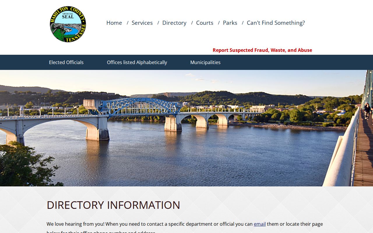Chattanooga people directories Hamilton County officials and departments