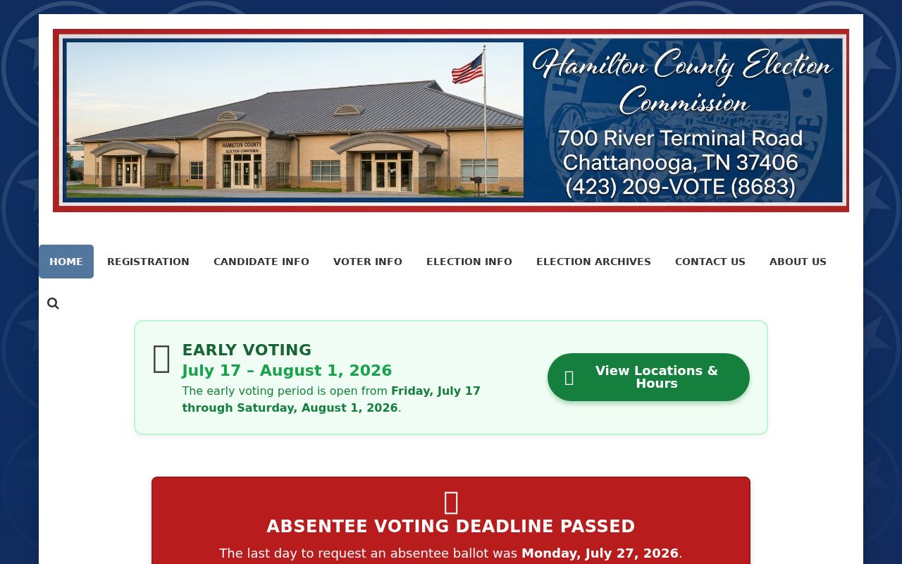 Hamilton County office for Chattanooga voter registration records